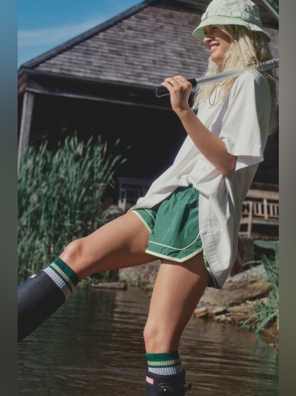 Free People Movement ~ Knee High Logo Stripe Socks ~ Green/Verde * NWT - Picture 9 of 16
